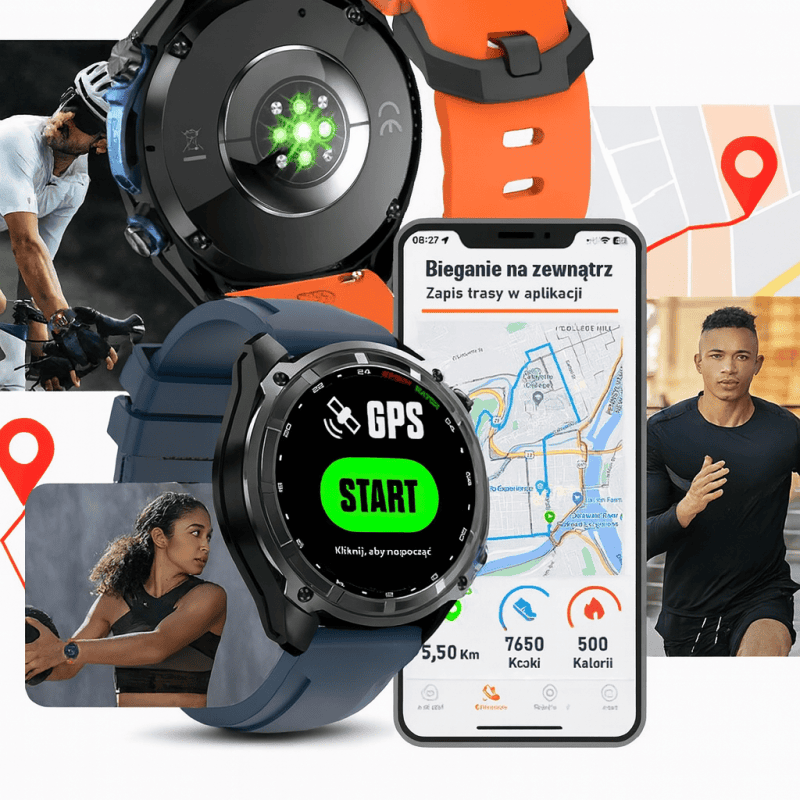 Smartwatch z GPS i funkcjami do biegania, idealny dla aktywnych sportowców. Monitoruj kalorie, dysta.