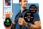 Smartwatch i słuchawki do słuchania muzyki podczas ćwiczeń.