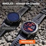 Smartwatch z ekranem AMOLED, czytelny nawet w pełnym słońcu, idealny do codziennego użytku i sportu.