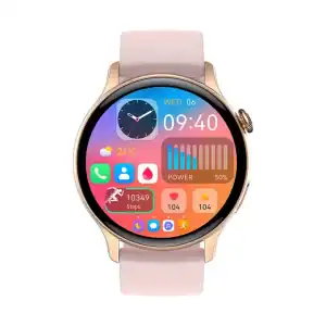 Smartwatch Vivo Gold z kolorowym wyświetlaczem i funkcjami fitness.