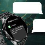 Zegarek IWatches z powiadomieniem na ekranie Zegarek IWatches z powiadomieniem o podróży do Gdańska na ekranie smartwatcha.