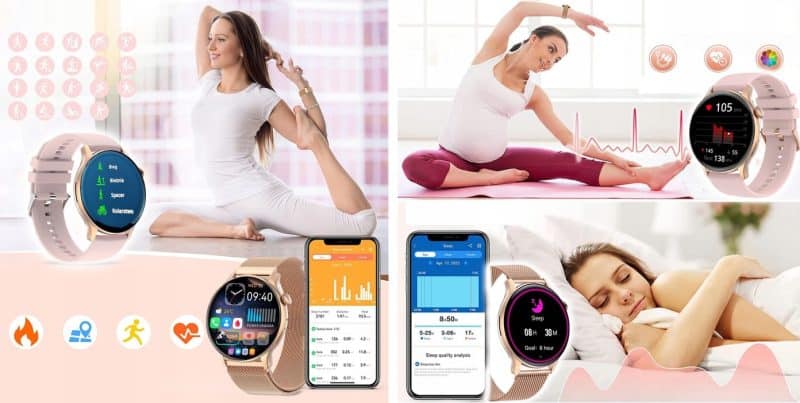Smartwatch fitness i zdrowie z monitorowaniem tętna i snu.