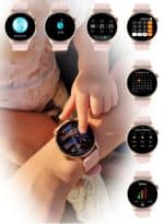 Smartwatch z funkcjami zdrowotnymi i fitness. Smartwatch z monitorowaniem oddechu, tętna, kalendarzem i prognozą pogody.