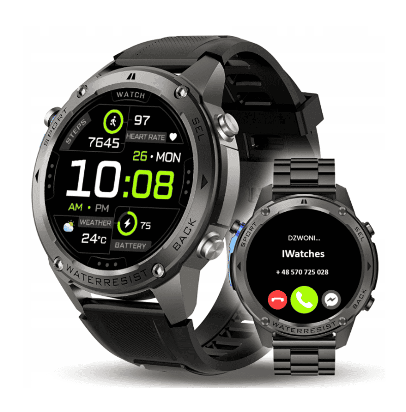 Smartwatch GT V ATM z ekranem dotykowym i funkcjami zdrowotnymi, idealny na co dzień.