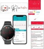 Smartwatch z funkcją monitorowania EKG i zdrowia serca Nowoczesny smartwatch z funkcją EKG i monitorowania tętna, idealny dla zdrowia serca.