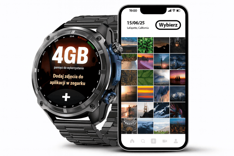 Zegarek IWatches z funkcją aparatu i 4GB pamięci, idealny do zdjęć i codziennego użytku.