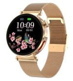 Elegancki smartwatch IWatches z różowym wyświetlaczem Smartwatch IWatches z funkcjami fitness i powiadomieniami, złota koperta i bransoleta, nowoczesny de.