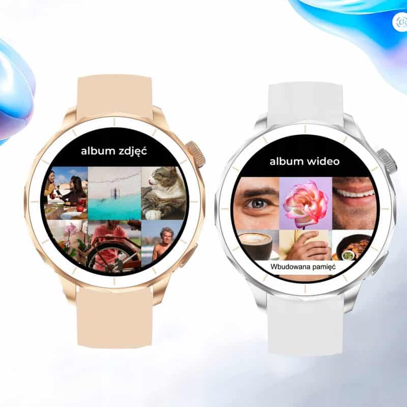 Smartwatch z funkcją albumu zdjęć i wideo, nowoczesny design, idealny do codziennego użytku.