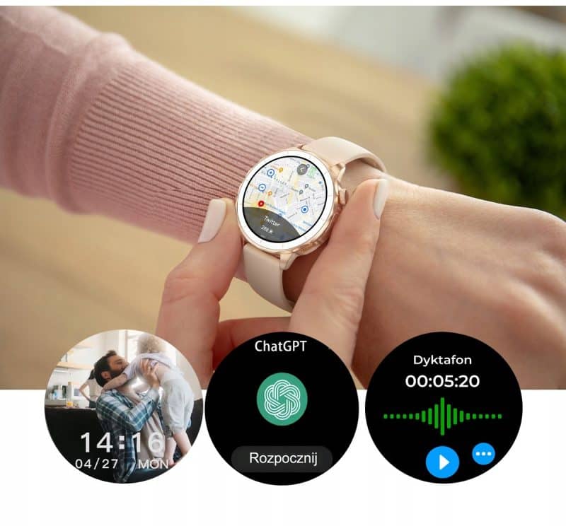 Smartwatch IWatches z ekranem dotykowym i funkcją powiadomień.