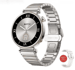 Smartwatch z metalową bransoletą i ekranem dotykowym, nowoczesny design. Smartwatch z metalową bransoletą i ekranem dotykowym, idealny dla miłośników nowoczesnych gadżetów.