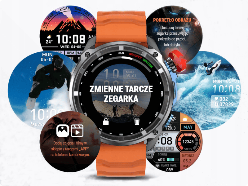 Zegarek IWatches z wymiennymi tarczami i funkcjami fitness, idealny do aktywnego trybu życia i monit.