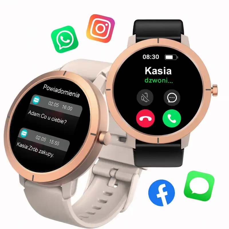 Smartwatch z ekranem dotykowym, obsługą powiadomień i funkcją rozmów, doskonały do codziennego użytk.