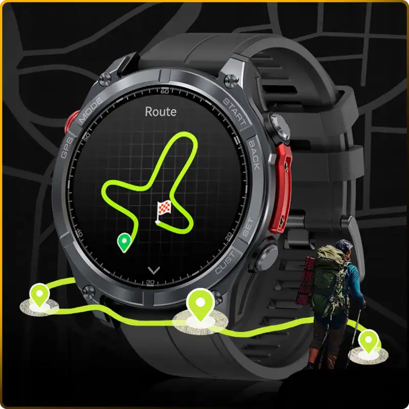 Smartwatch z GPS i funkcją nawigacji dla aktywnych turystów i sportowców.