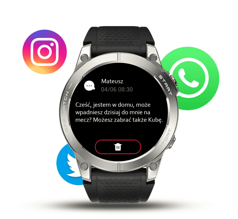 Zegarek IWatches z powiadomieniami WhatsApp, Instagram i Twitter, idealny do aktywności i monitorowa.