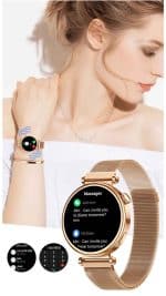 Smartwatch damski z funkcją powiadomień i monitorowania zdrowia Smartwatch damski z powiadomieniami i funkcjami zdrowotnymi, idealny na co dzień i do eleganckich st.